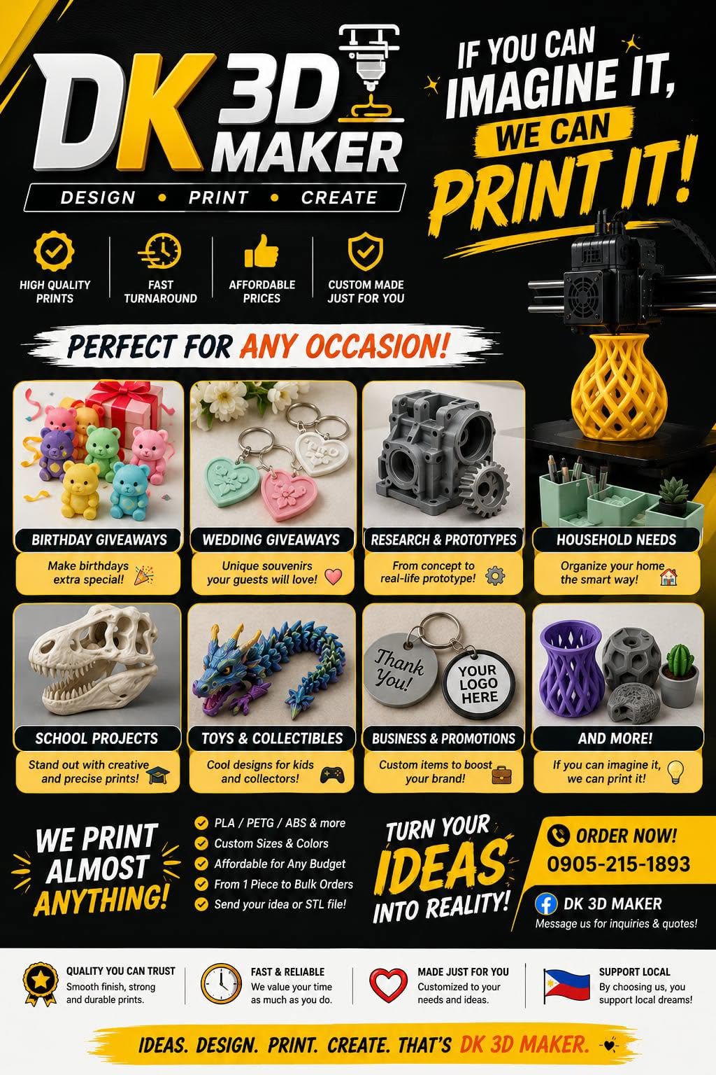 Custom 3D printing project by DKs 3D Maker in Cagayan de Oro